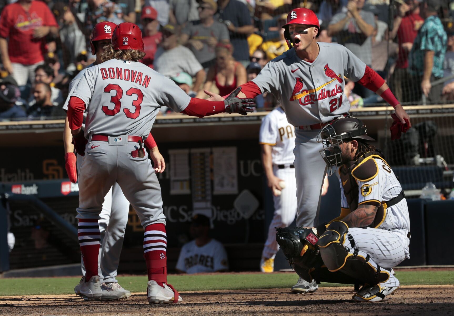 Cardinals take one from the Padres 5-4 off a Donovan grand slam